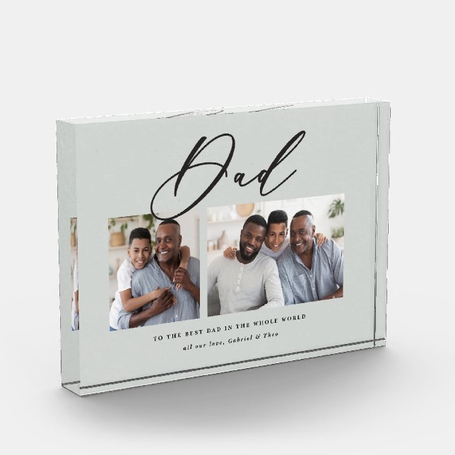 Modern minimal multi photo script dad gift (Left)
