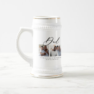 Modern minimal multi photo script dad gift beer stein