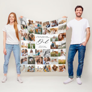 Modern minimal multi photo script dad gift fleece blanket