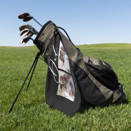 Modern minimal multi photo script dad gift golf to golf towel