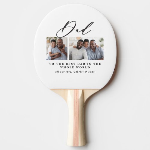 Modern minimal multi photo script dad gift  ping pong paddle