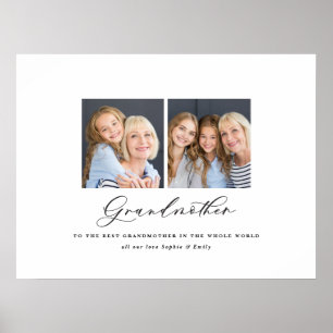 Modern minimal multi photo script grandmother gift poster