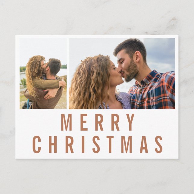 Modern Minimal Multi Photo Stylish Christmas Postcard (Front)