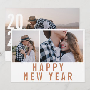 Modern minimal multi photo terracotta new year