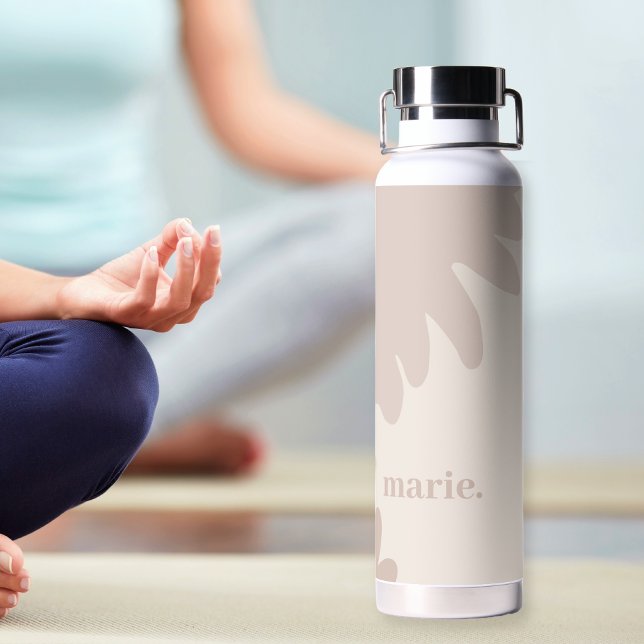 Modern Minimal Name Insulated Water Bottle (Personalized water bottle, with modern muted earthy tones, great for yoga practice)