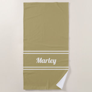Modern Minimal Name Monogram Script Template Gold Beach Towel