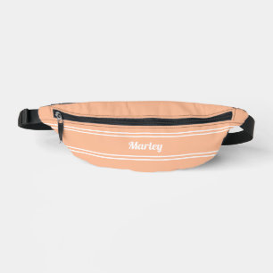 Modern Minimal Name Monogram Script Template Peach Fanny Pack