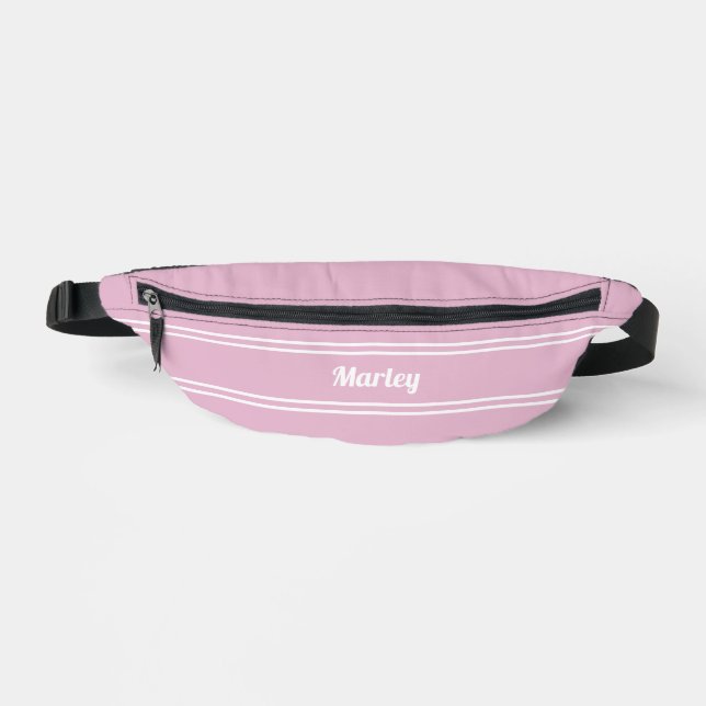 Modern Minimal Name Monogram Script Template Pink Fanny Pack (Front)