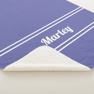 Modern Minimal Name Periwinkle Blue  Sherpa Blanket