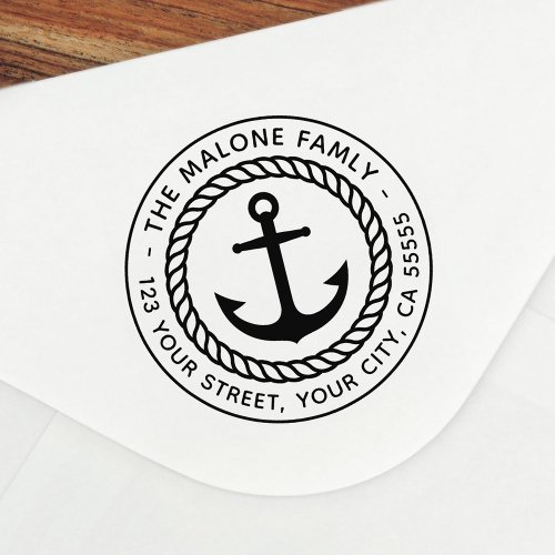 Modern minimal nautical anchor return address self_inking stamp