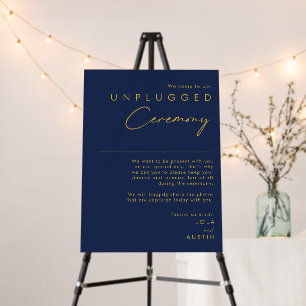 Modern Minimal Navy Blue Gold Unplugged Ceremony Foam Board