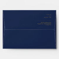 Modern Minimal Navy Blue Gold Wedding Invitation