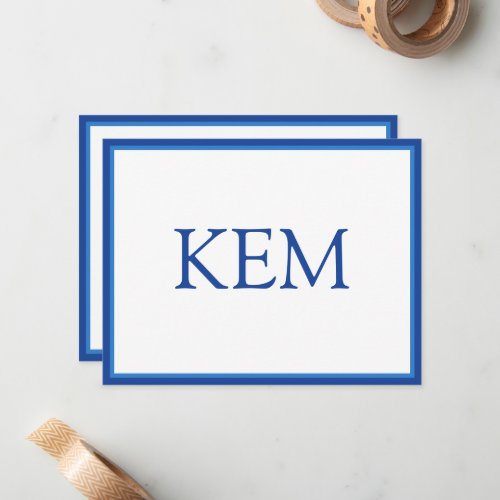 Modern Minimal Navy Blue Monogram Note Card