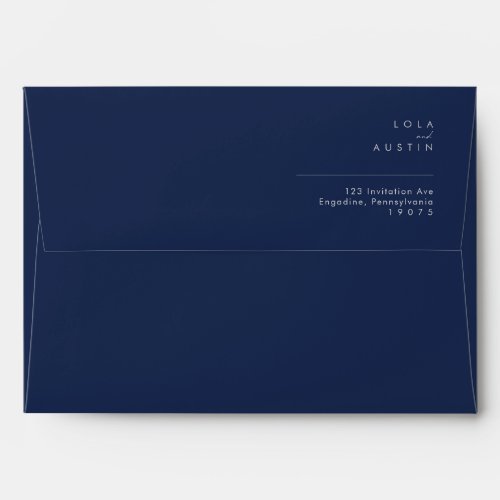 Modern Minimal Navy Blue Silver Wedding Invitation Envelope