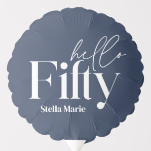 Modern minimal navy blue simple 50th birthday balloon