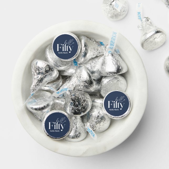 Modern minimal navy blue simple 50th birthday hershey®'s kisses® (Assorted)