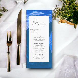 Modern Minimal Navy Blue Waves Abstract Wedding Menu