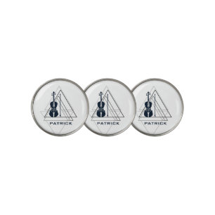 Modern Minimal Navy Blue & White Violin Designer Golf Ball Marker