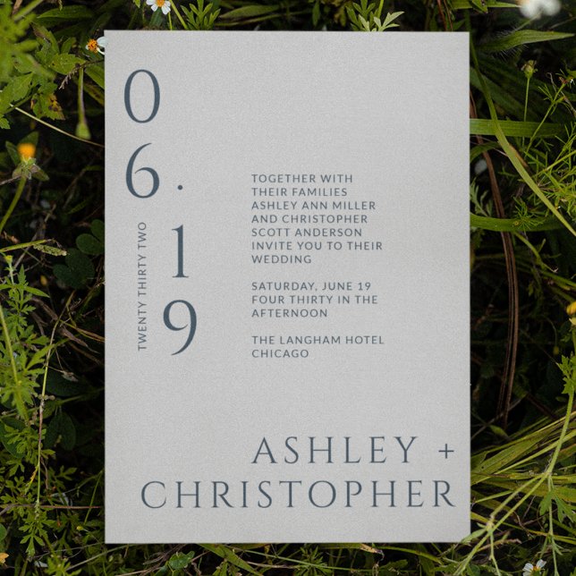 Modern Minimal Navy & Gray Split Date Wedding Invitation (Creator Uploaded)