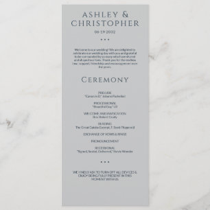 Modern Minimal Navy & Gray Wedding Ceremony Program