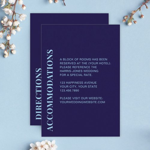 Modern Minimal Navy Wedding Details Enclosure Card