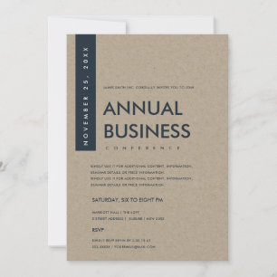 MODERN MINIMAL NAVY WHITE KRAFT CONFERENCE EVENT INVITATION