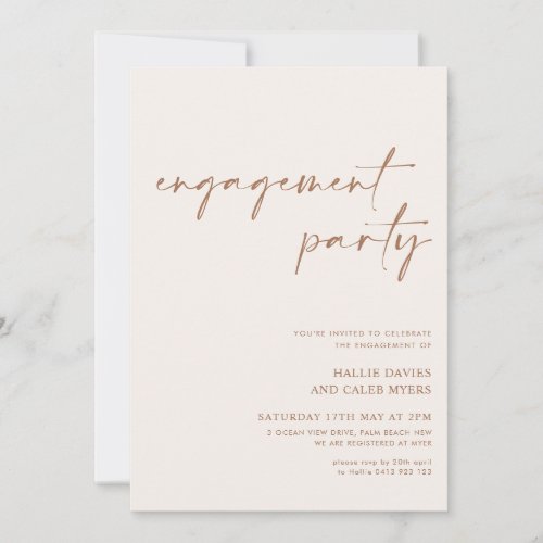 Modern Minimal Neutral Engagement Party Invitation