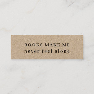 Modern Minimal Never Alone Reading Bookmark Mini Business Card