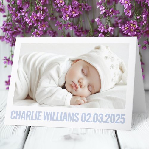 Modern minimal new baby photo thank you announcement