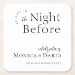 Modern Minimal | Night Before Rehearsal Dinner Square Paper Coaster<br><div class="desc">Coaster wedding favors are perfect to catch the attention of your guests. Set an unforgettably lovely wedding table that is personalized with your specially made wedding coasters that not only fit the event, but they also make the event. These designs can be personalized for your special occasion and would be...</div>