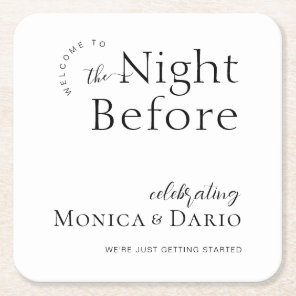 Modern Minimal | Night Before Rehearsal Dinner Square Paper Coaster