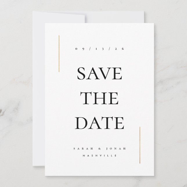 Modern Minimal Non Photo Wedding Save The Date (Front)