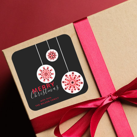 Modern Minimal Nordic Black Red White Christmas Sticker