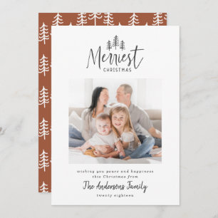 Modern minimal nordic Christmas rustic one photo  Holiday Card