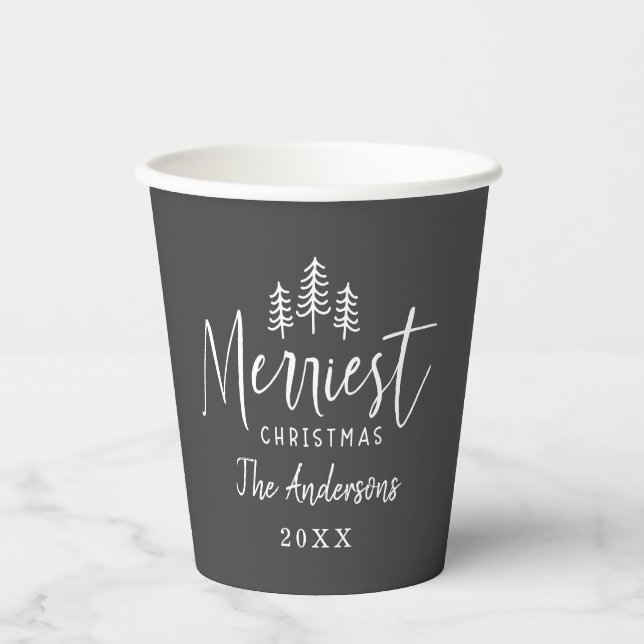Modern minimal nordic rustic Christmas party Paper Cups (Front)