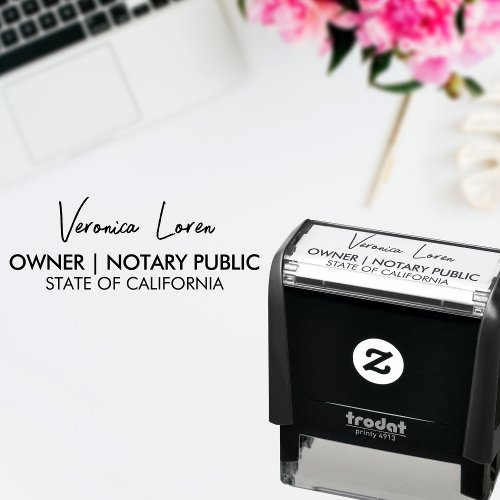 Modern Minimal Notary Script Signature  Title Self_inking Stamp