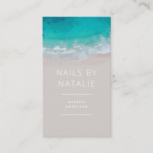 Modern minimal ocean beach typography chic busines business card