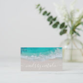 Modern minimal ocean beach typography chic business card (Standing Front)