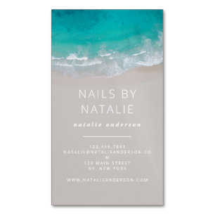 Modern minimal ocean beach typography chic business card magnet