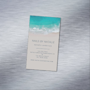 Modern minimal ocean beach typography chic business card magnet