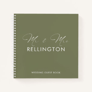 Modern Minimal Olive Green Wedding Guest Book