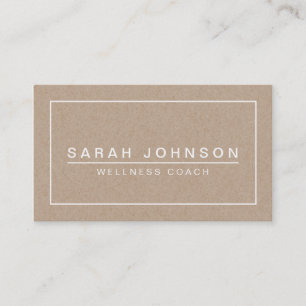 MODERN & MINIMAL ON BEIGE KRAFT PAPER EFFECT BUSINESS CARD