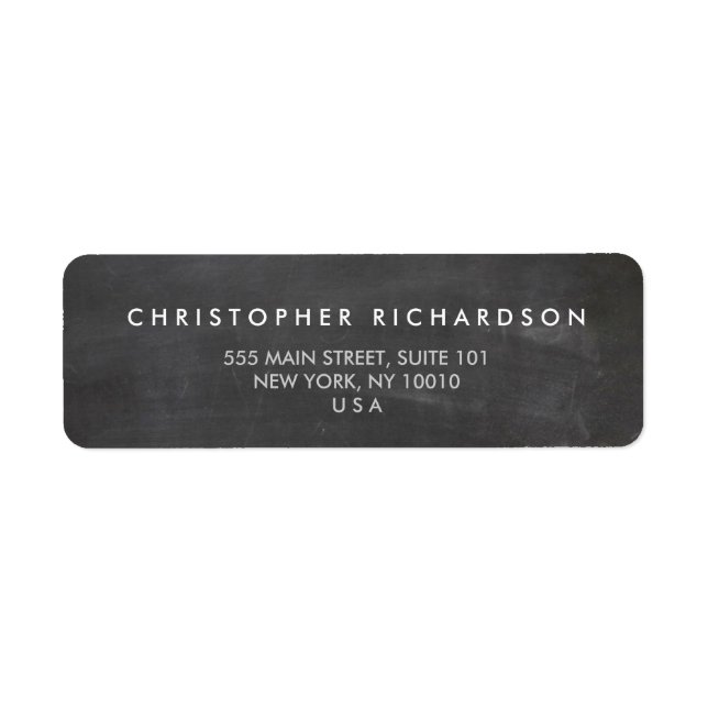 MODERN & MINIMAL on BLACK CHALKBOARD Address Label (Front)
