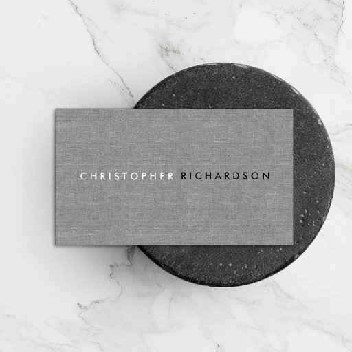 Customizable MODERN & MINIMAL on GRAY LINEN Business Card Templates