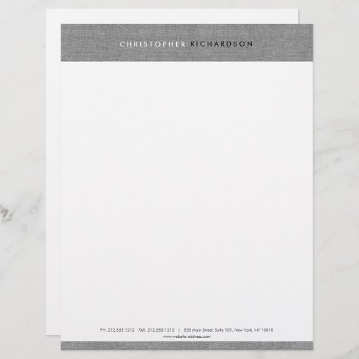 MODERN & MINIMAL on GRAY LINEN Letterhead | Zazzle