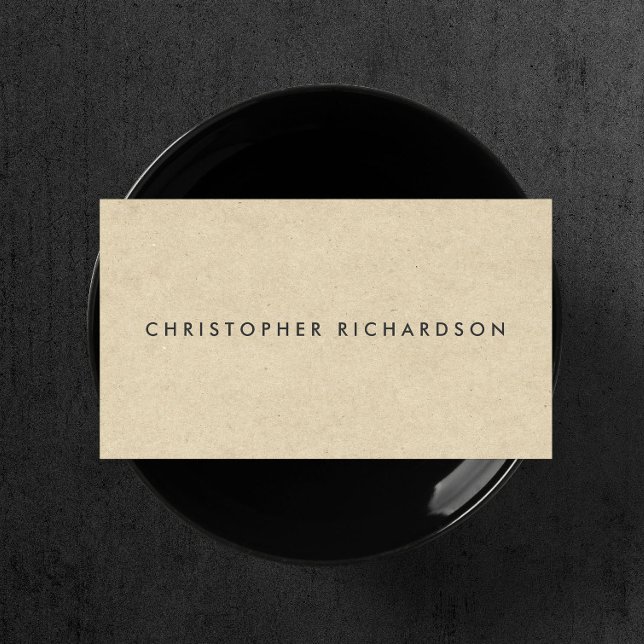 MODERN & MINIMAL on TAN CARDBOARD Business Card (Creator Uploaded)