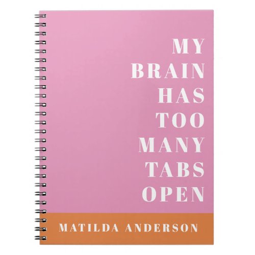 Modern minimal orange and pink typography notebook