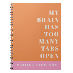 Modern minimal orange and pink typography notebook