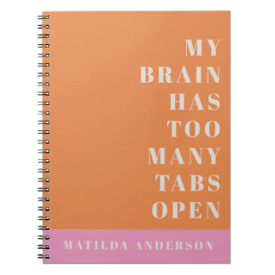 Modern minimal orange and pink typography notebook