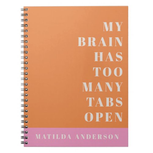 Modern minimal orange and pink typography notebook